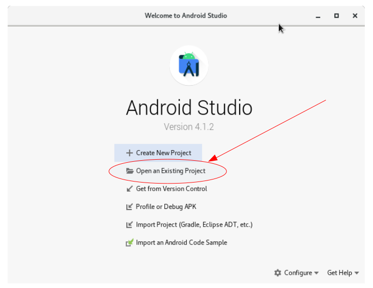 Android Studio初期画面